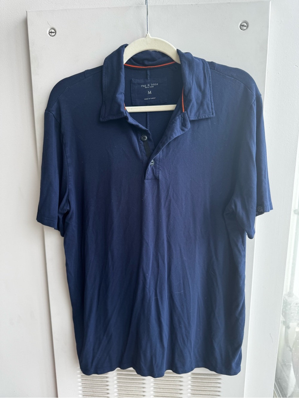 Rag & Bone Navy Polo Subtle Orange Trim Size M Mens
